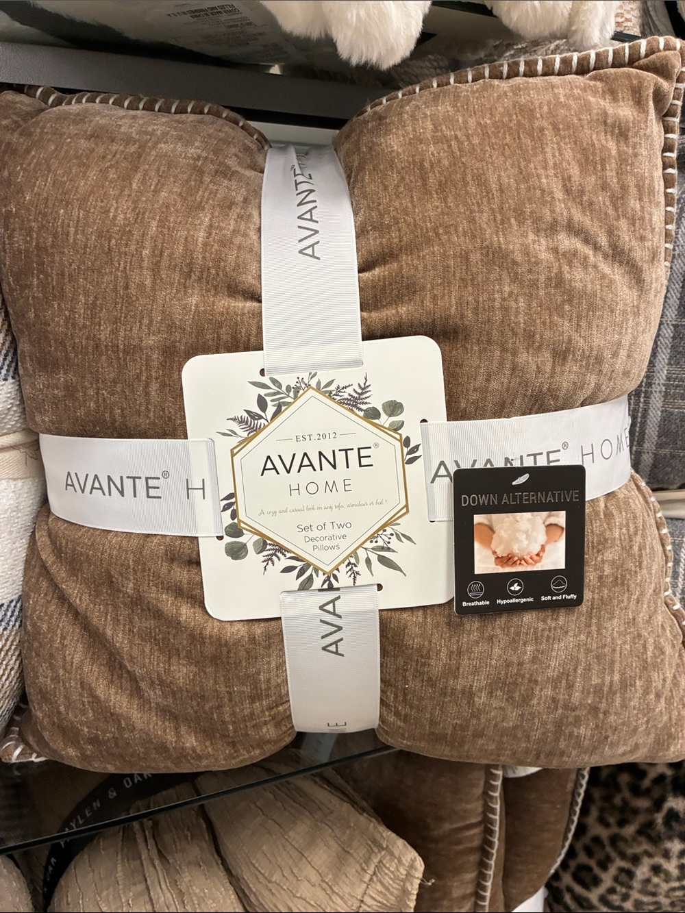 Brown Decorative Pillow Set - Down Alternative (Set of 2)